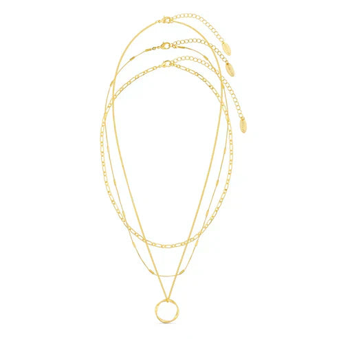 Open Circle Three Row Necklace