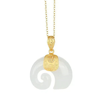 Hetian Jade Elephant Pendant Necklace
