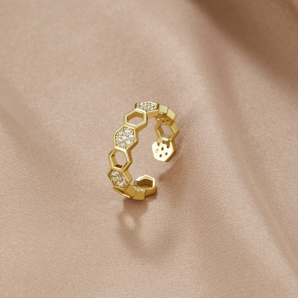 Gold Geometric Open Ring